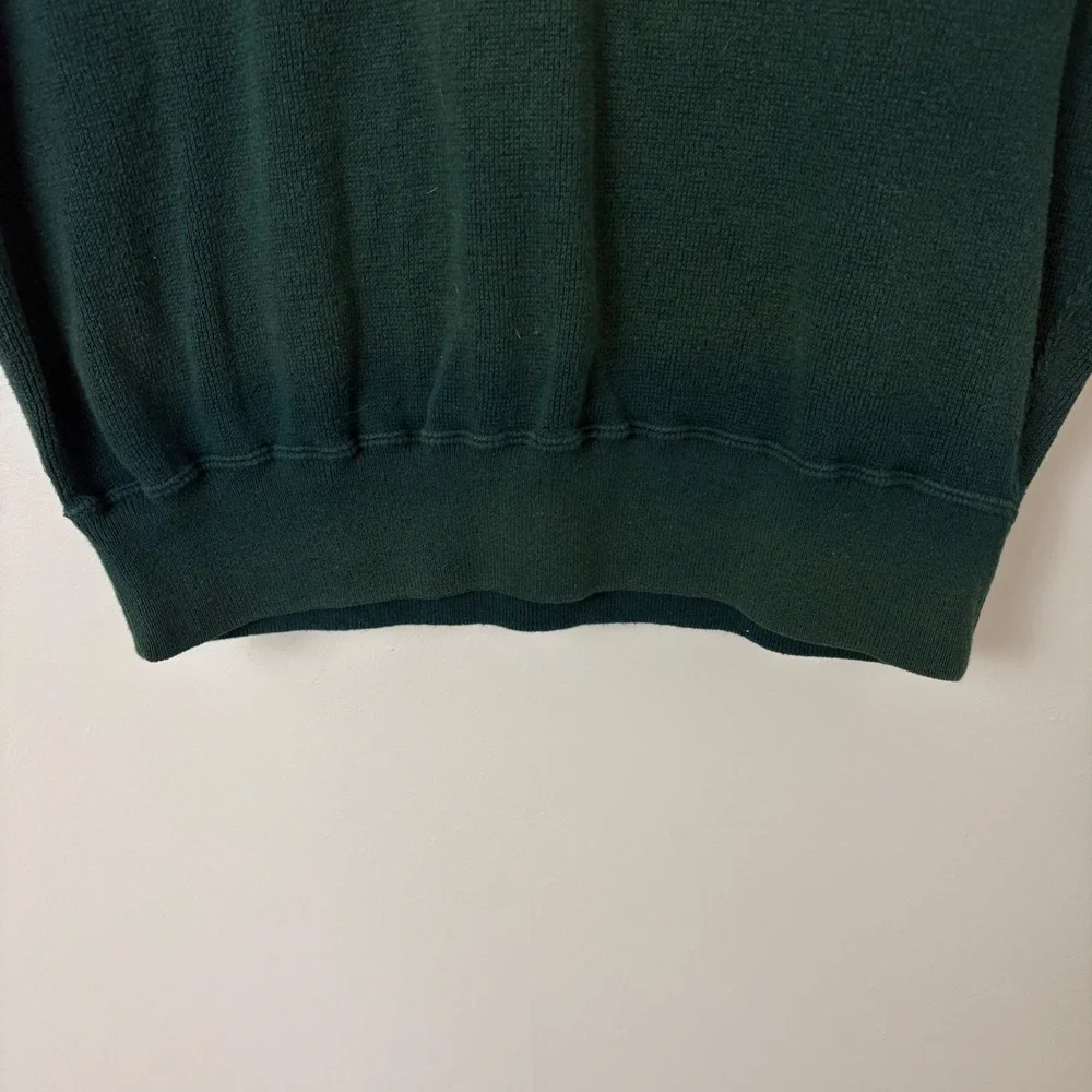 VTG‎ Polo Ralph Lauren Sweater Vest Mens Large Green Golf Crest Knit Cotton FLAW